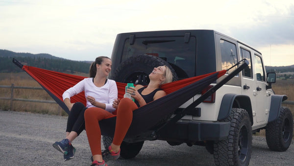 Friends relax after a run, Original Hammock Mount on Jeep Wrangler JK, JL